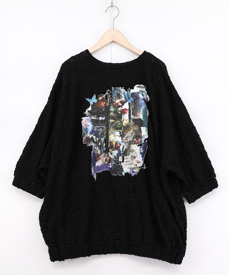 魔女の秘密コラージュ柄 シャーリングレースプルオーバー-10