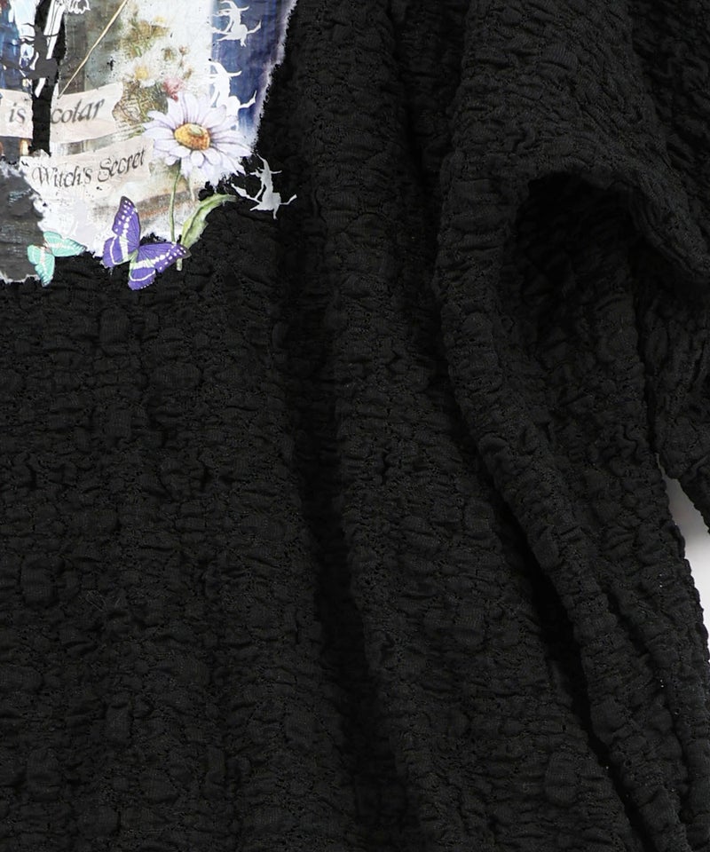魔女の秘密コラージュ柄 シャーリングレースプルオーバー-15