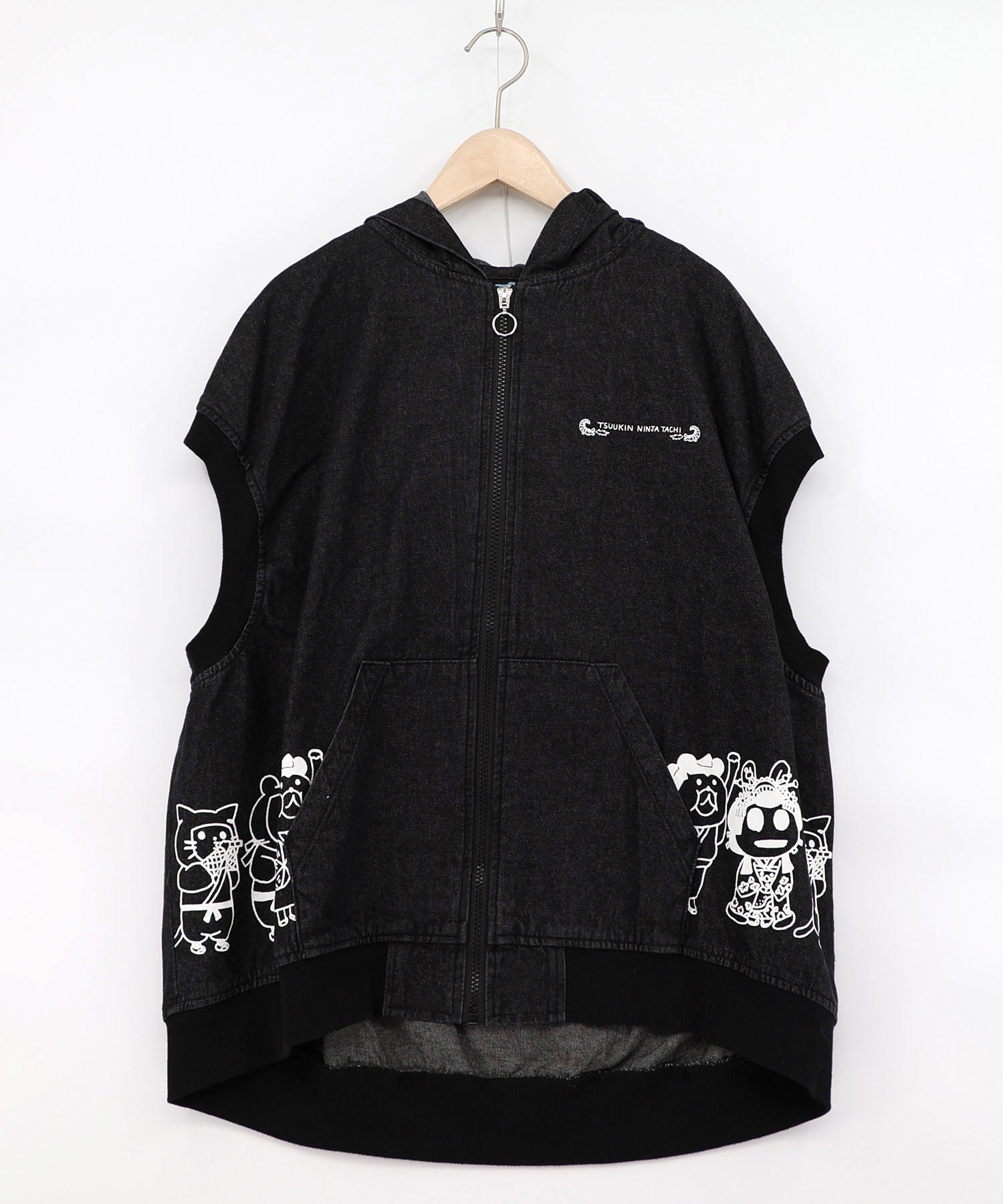 361116：通勤Parity忍者柄フード付きデニムベストの通販-ScoLar