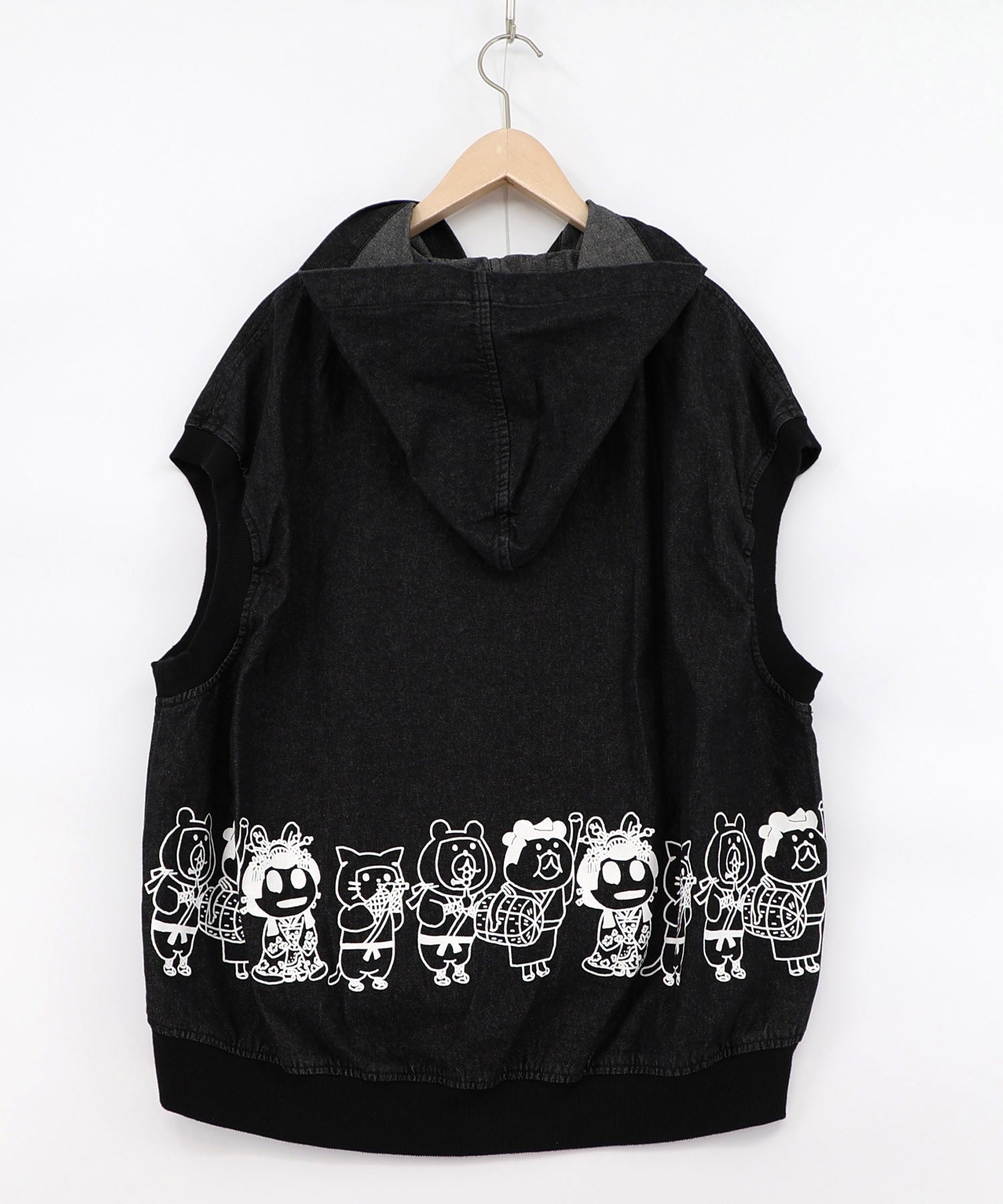 361116：通勤Parity忍者柄フード付きデニムベストの通販-ScoLar