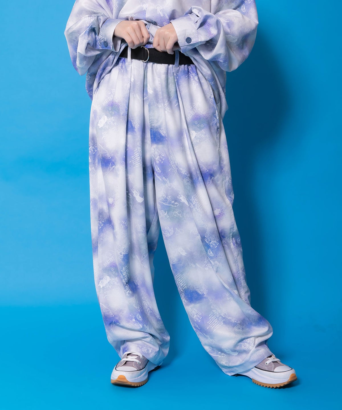 メルヘン恐竜柄orレトロ障子柄 ベルト付きパンツ-9