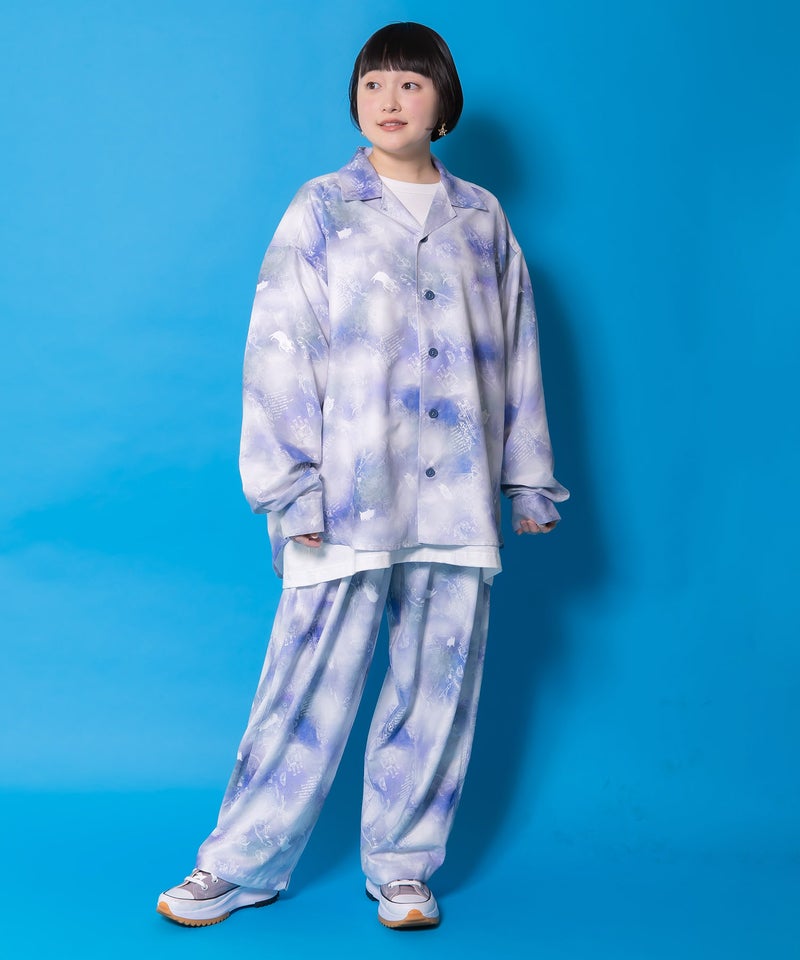 メルヘン恐竜柄orレトロ障子柄 ベルト付きパンツ-10