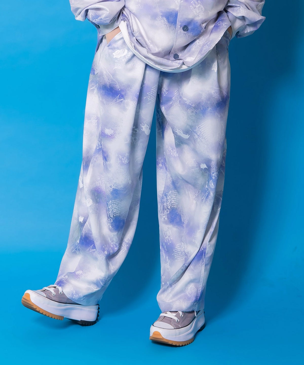 メルヘン恐竜柄orレトロ障子柄 ベルト付きパンツ-11