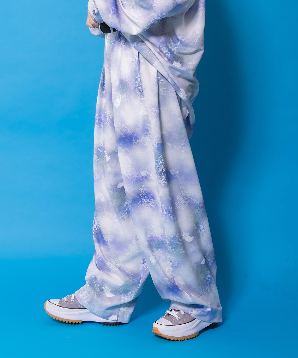 メルヘン恐竜柄orレトロ障子柄 ベルト付きパンツ-12