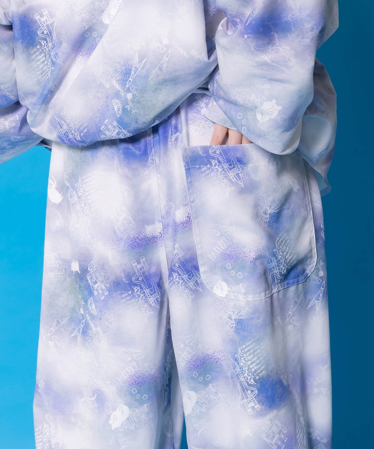 メルヘン恐竜柄orレトロ障子柄 ベルト付きパンツ-16