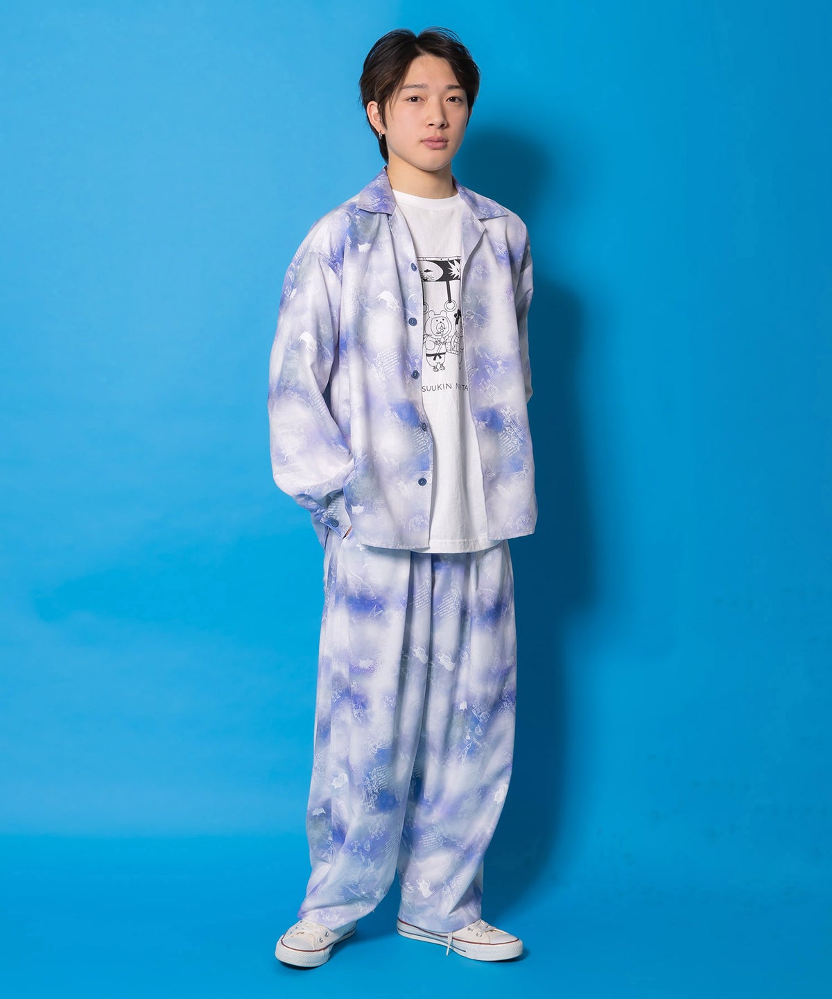 メルヘン恐竜柄orレトロ障子柄 ベルト付きパンツ-17