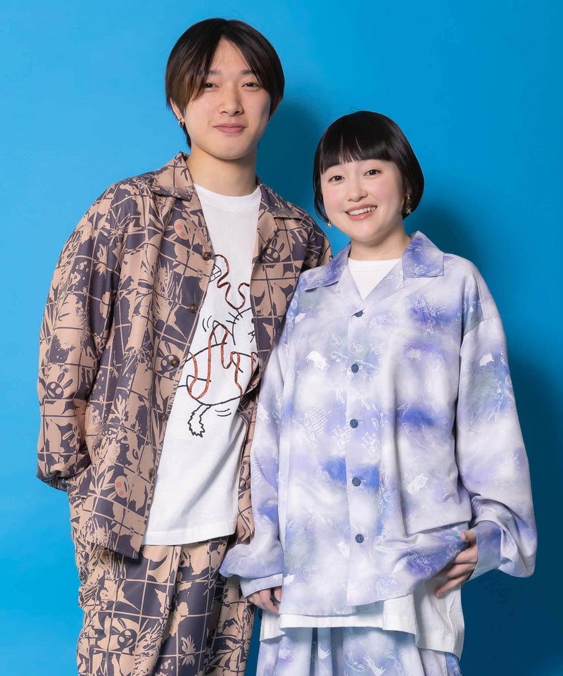 メルヘン恐竜柄orレトロ障子柄 シャツ-1