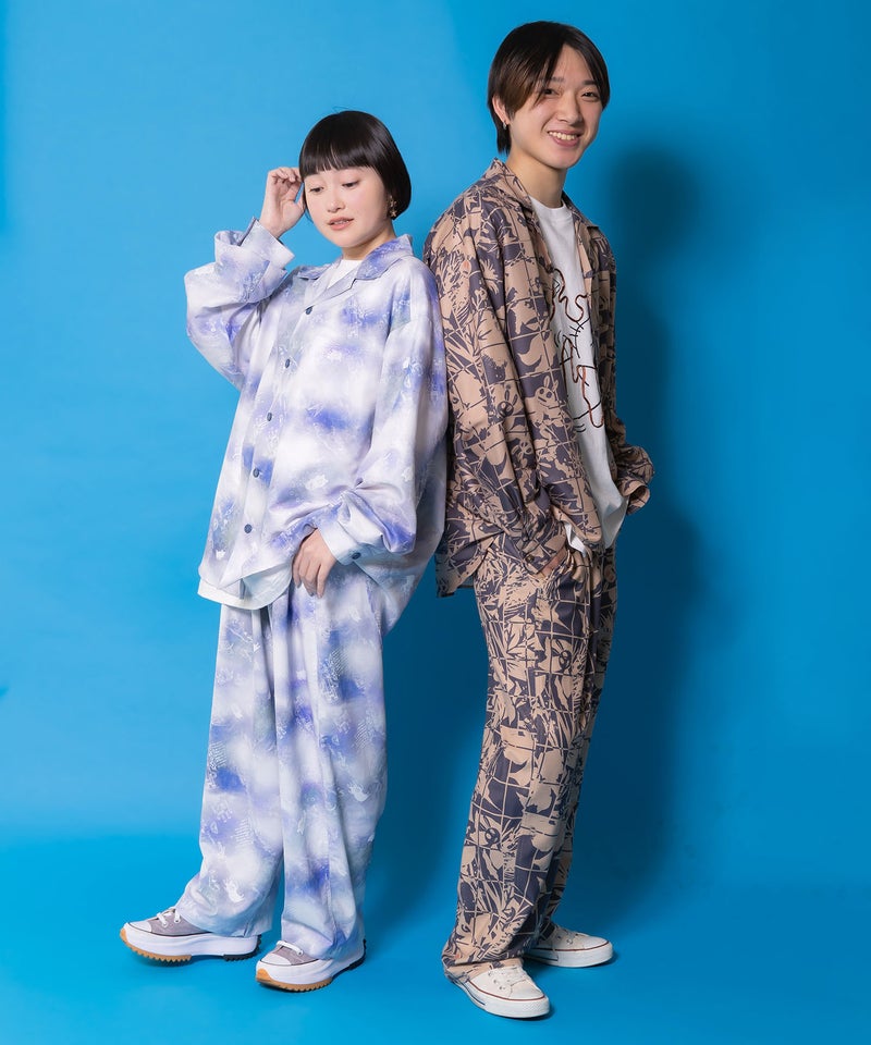 メルヘン恐竜柄orレトロ障子柄 シャツ-2