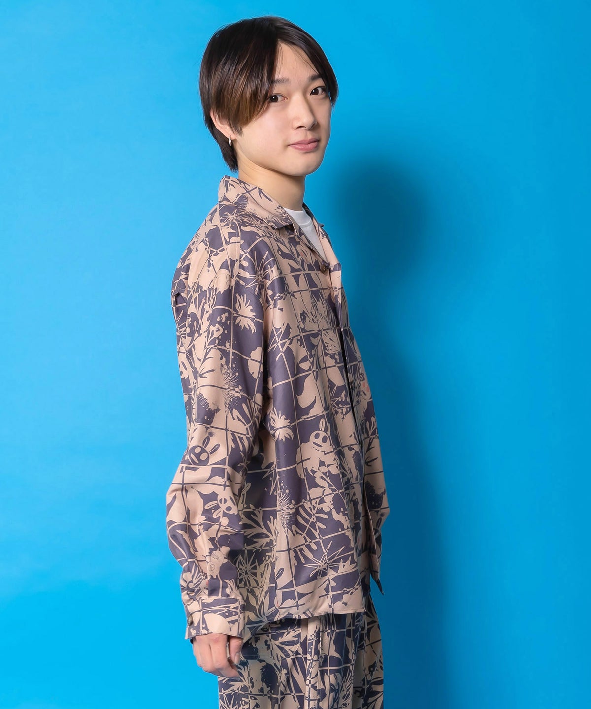 メルヘン恐竜柄orレトロ障子柄 シャツ-8