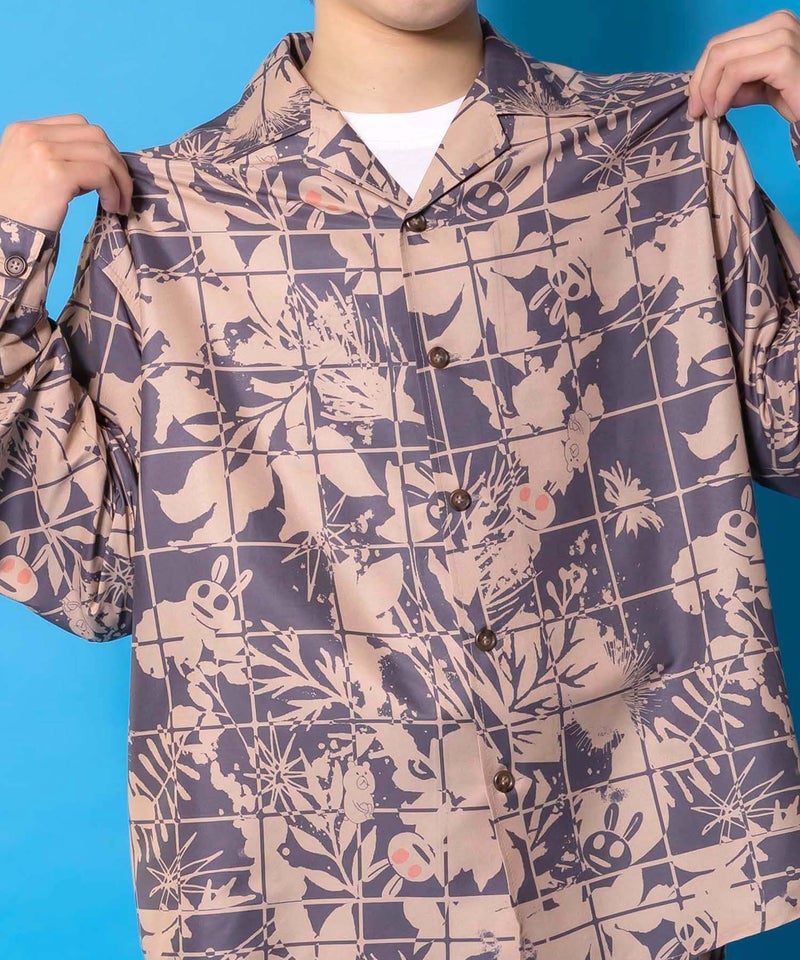 メルヘン恐竜柄orレトロ障子柄 シャツ-9