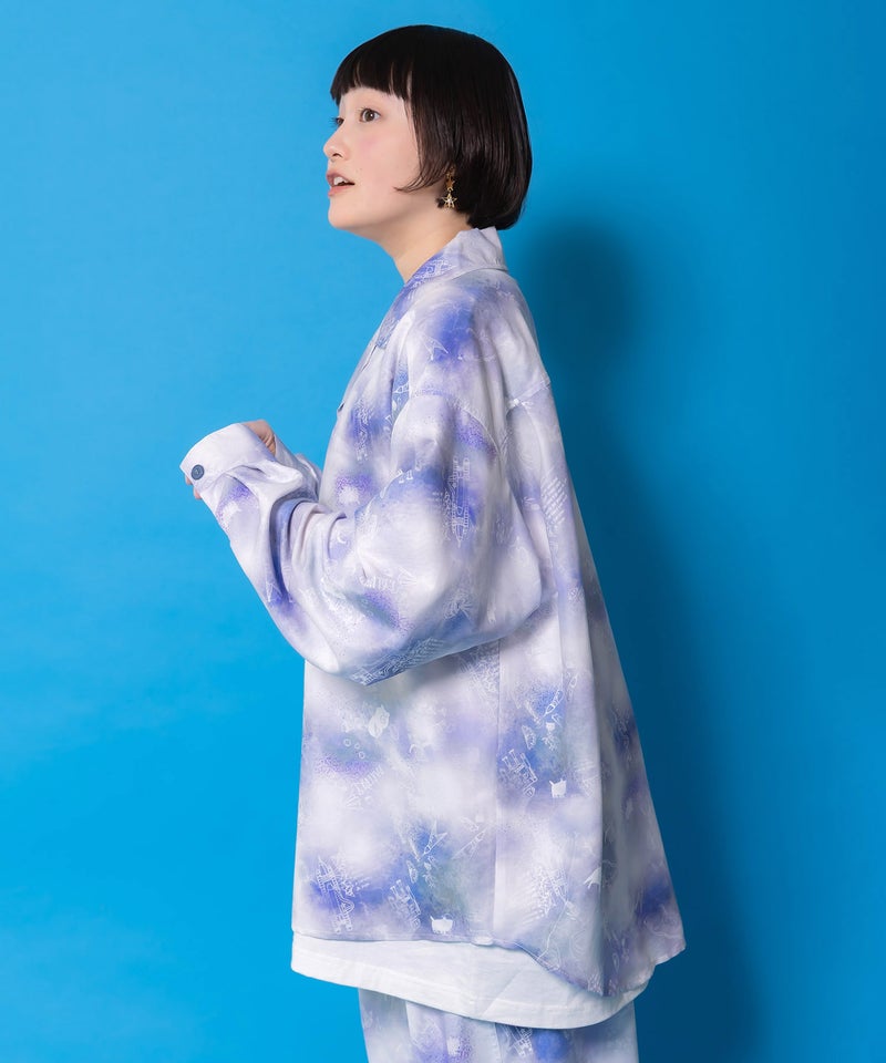 メルヘン恐竜柄orレトロ障子柄 シャツ-13