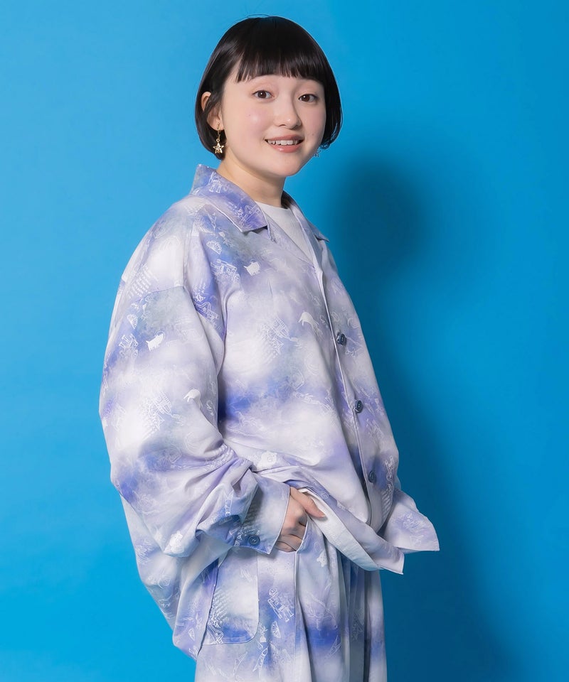 メルヘン恐竜柄orレトロ障子柄 シャツ-15