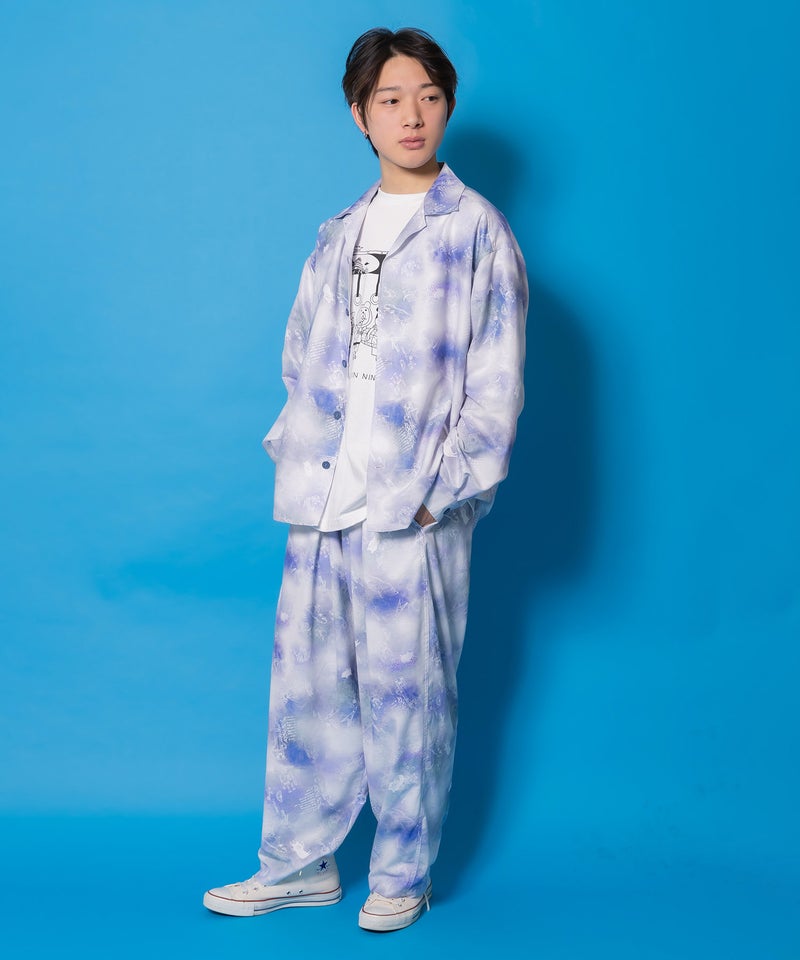 メルヘン恐竜柄orレトロ障子柄 シャツ-18