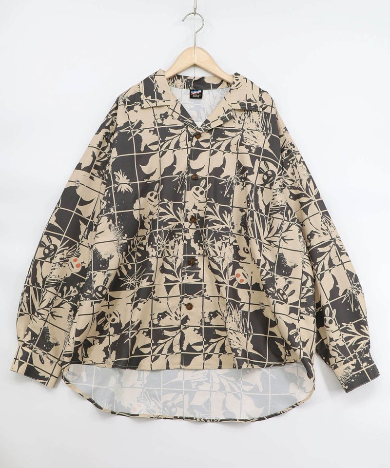 メルヘン恐竜柄orレトロ障子柄 シャツ-19