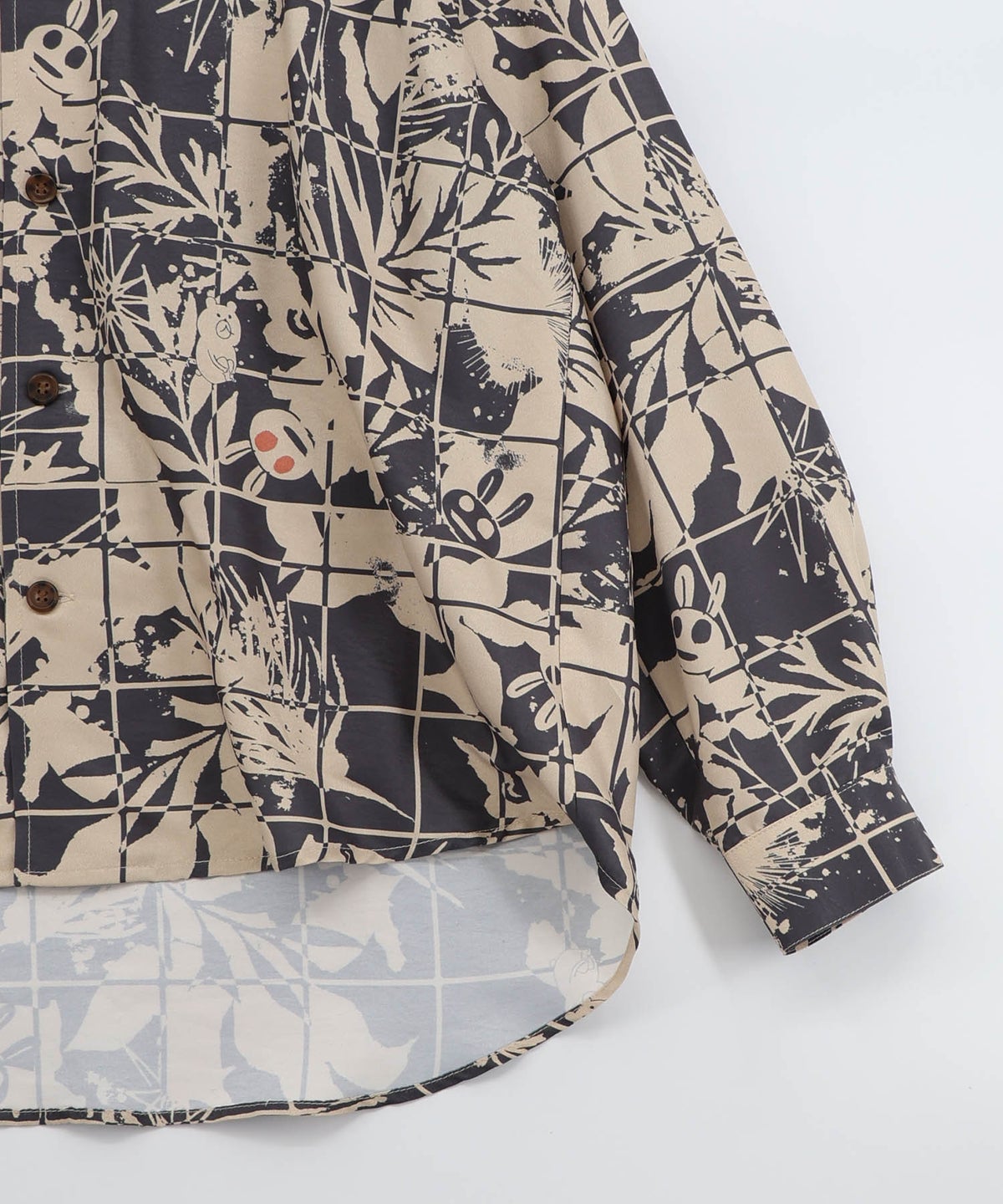 メルヘン恐竜柄orレトロ障子柄 シャツ-24