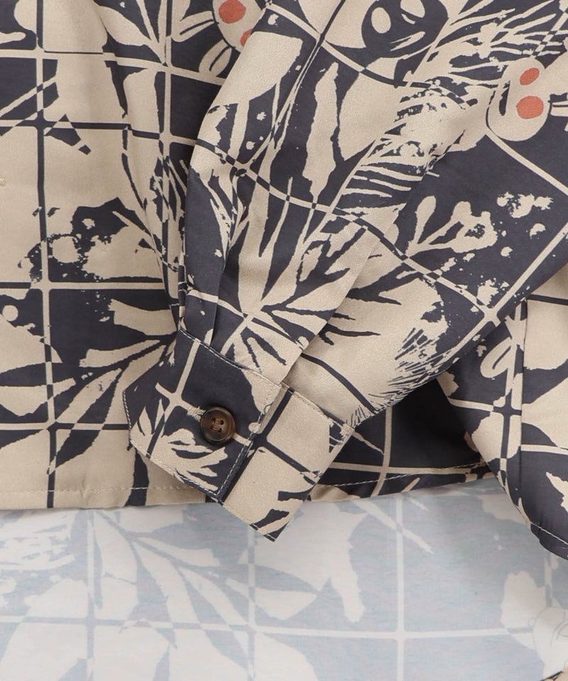 メルヘン恐竜柄orレトロ障子柄 シャツ-25