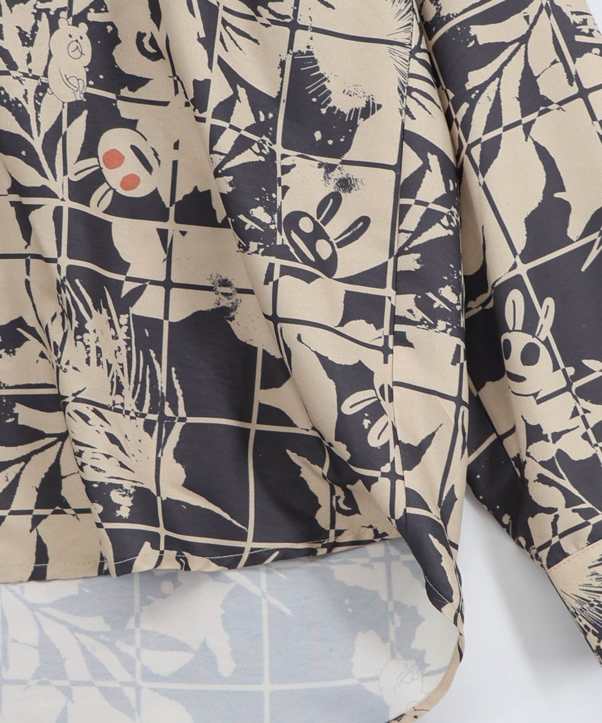 メルヘン恐竜柄orレトロ障子柄 シャツ-26