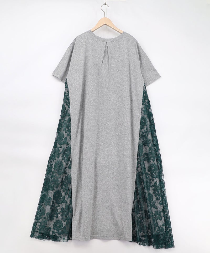 花ネコピクニック柄 天竺×レースワンピース-11