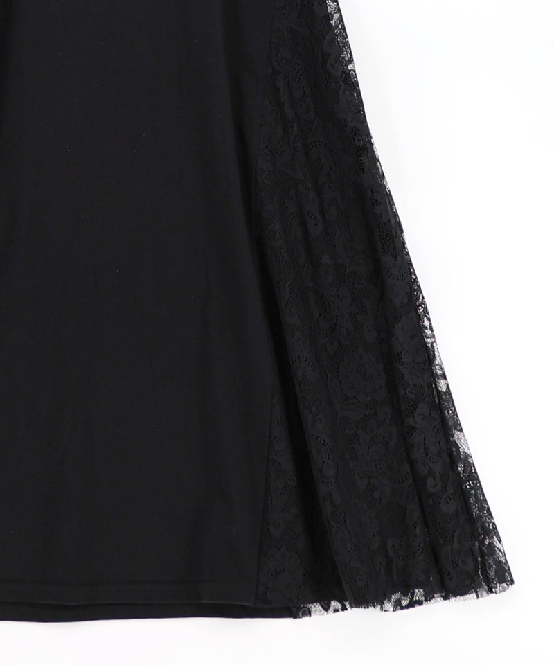 花ネコピクニック柄 天竺×レースワンピース-18