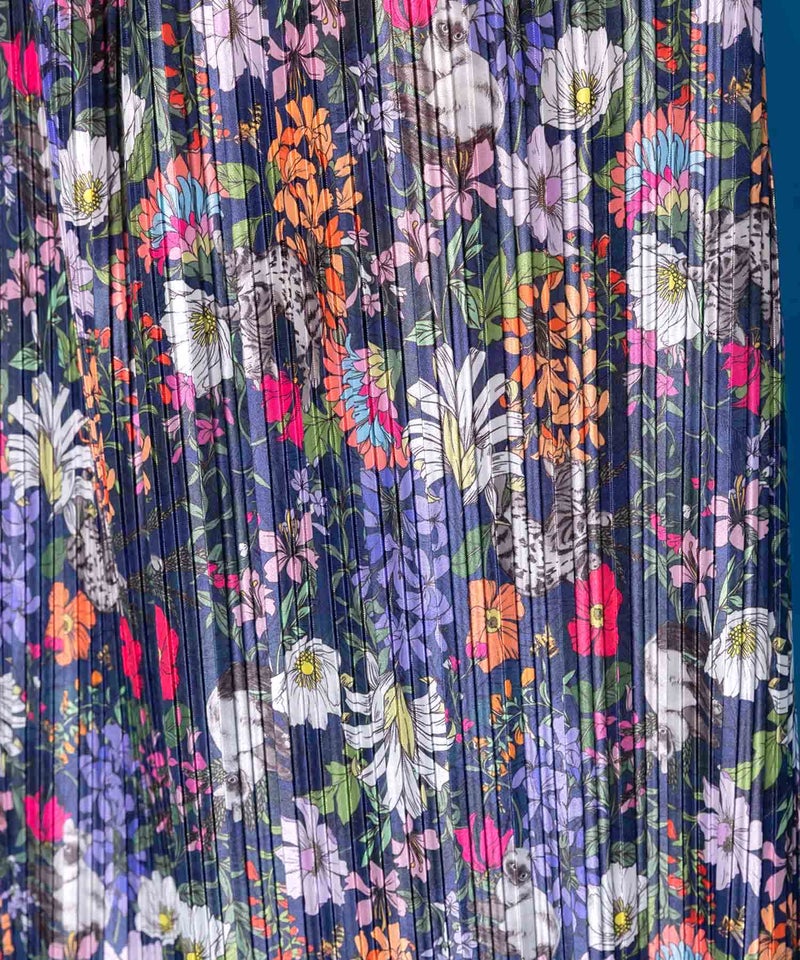 花ネコ柄ランダムプリーツパンツ-15