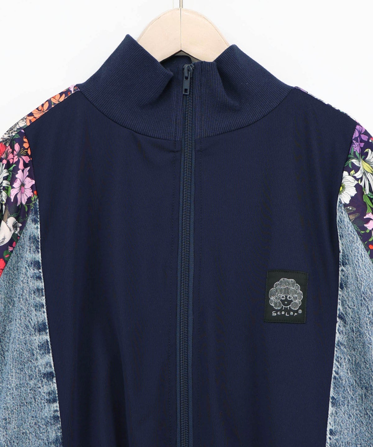 花ネコ柄ジャージ×デニム 異素材切替ブルゾン-14