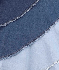 蝶刺繍or配色 スパイラル切替フリンジデニムスカート-20