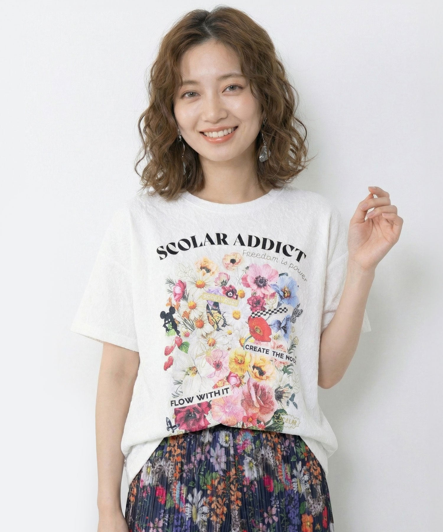 161650：ポジティブ花コラージュ柄チュニックの通販-ScoLar