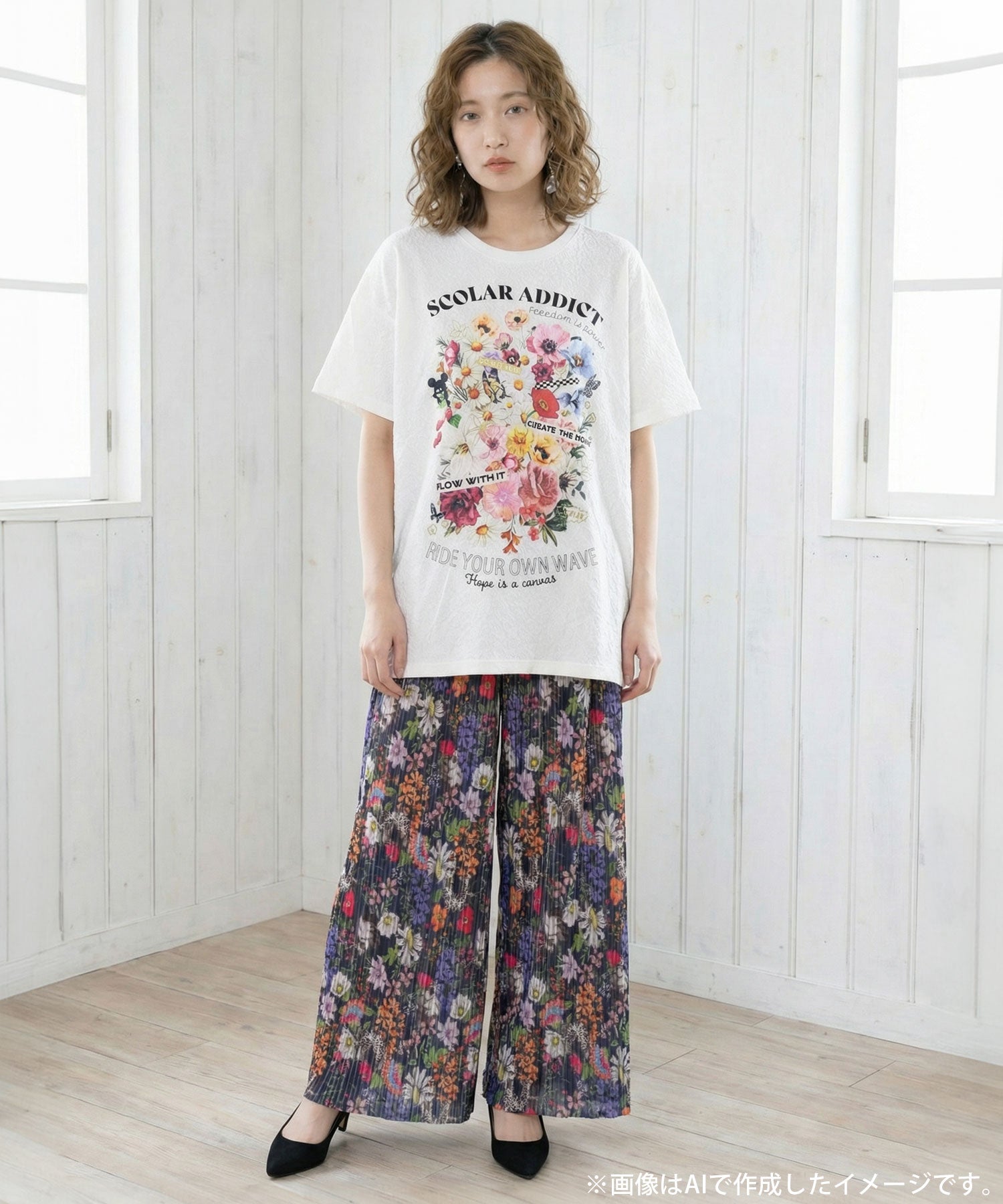 161650：ポジティブ花コラージュ柄チュニックの通販-ScoLar