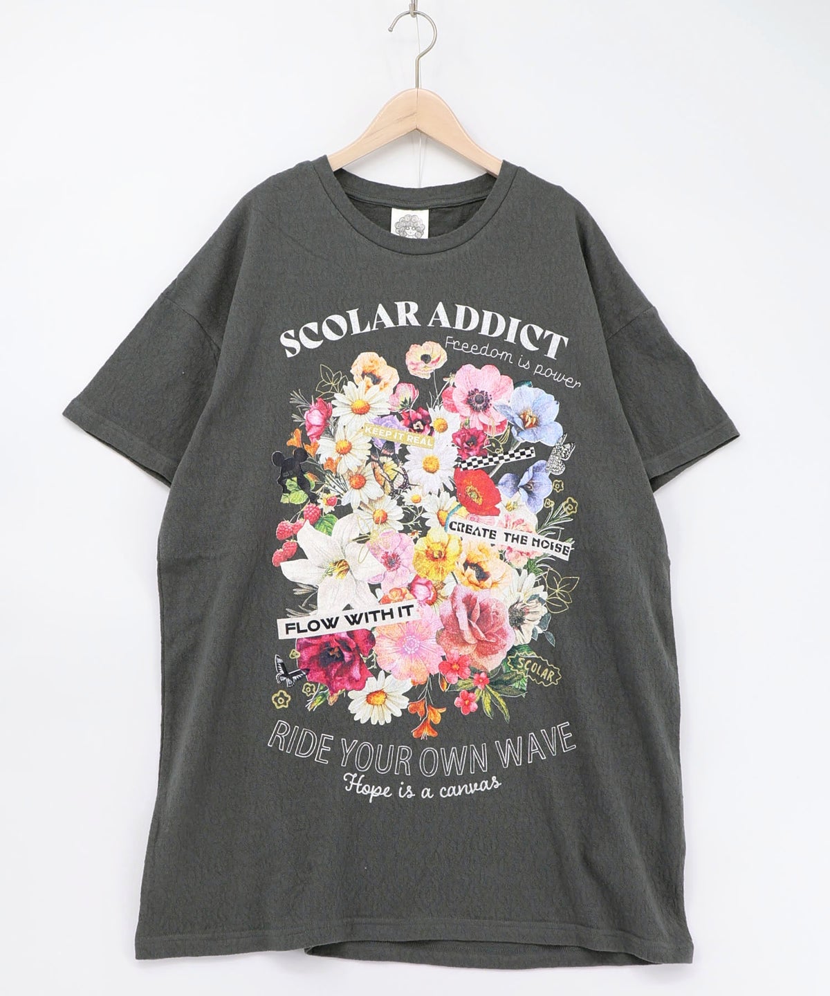 ポジティブ花コラージュ柄チュニック-5