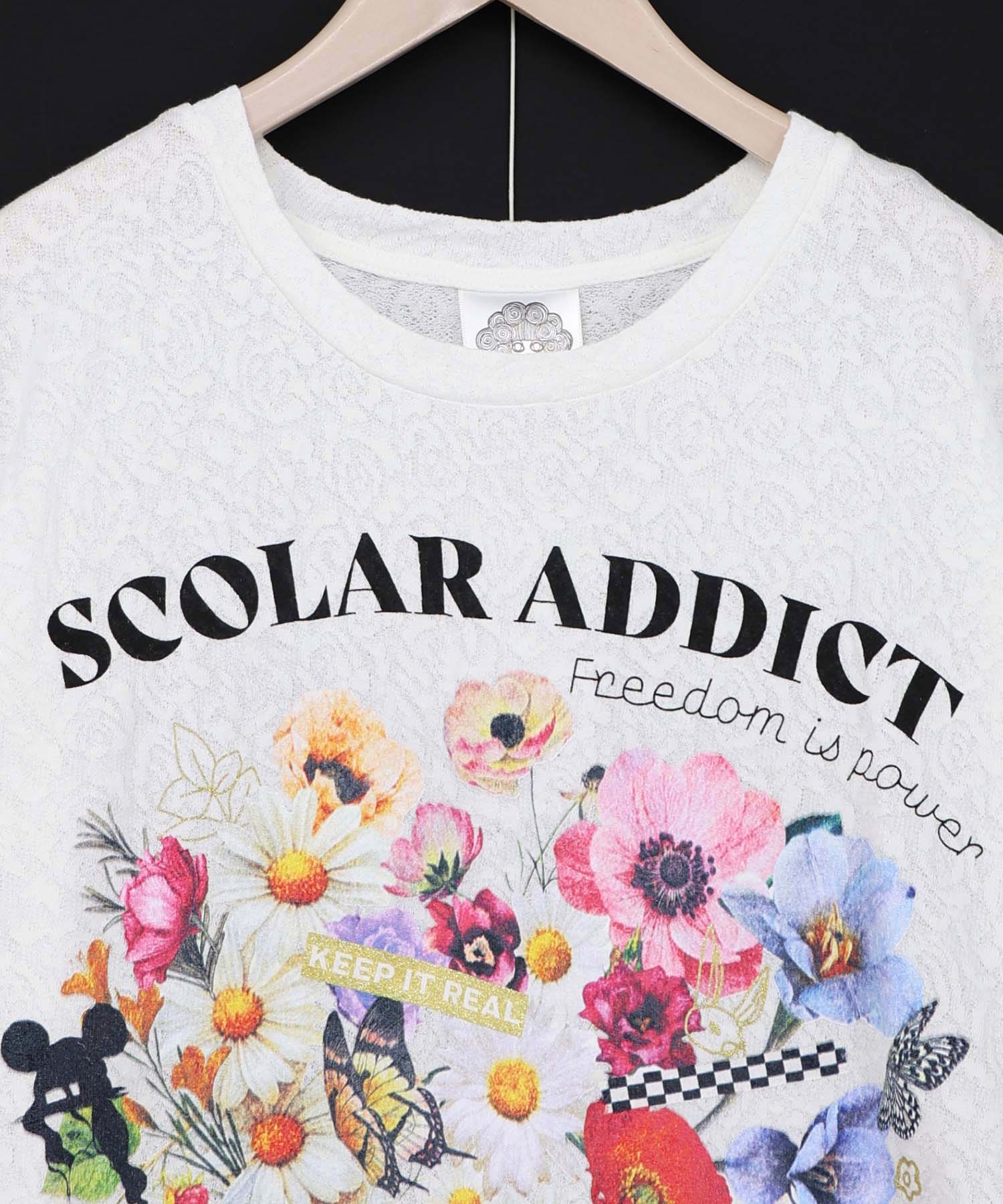 Scolar ポジティブ花コラージュ柄チュニック 161650：ポジティブ花コラージュ柄チュニックの通販-ScoLar