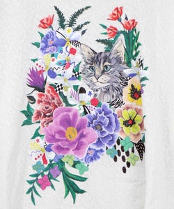 ソフトチュール×花ネコ柄 レイヤード風プルオーバー-4