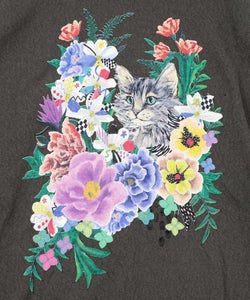 ソフトチュール×花ネコ柄 レイヤード風プルオーバー-6