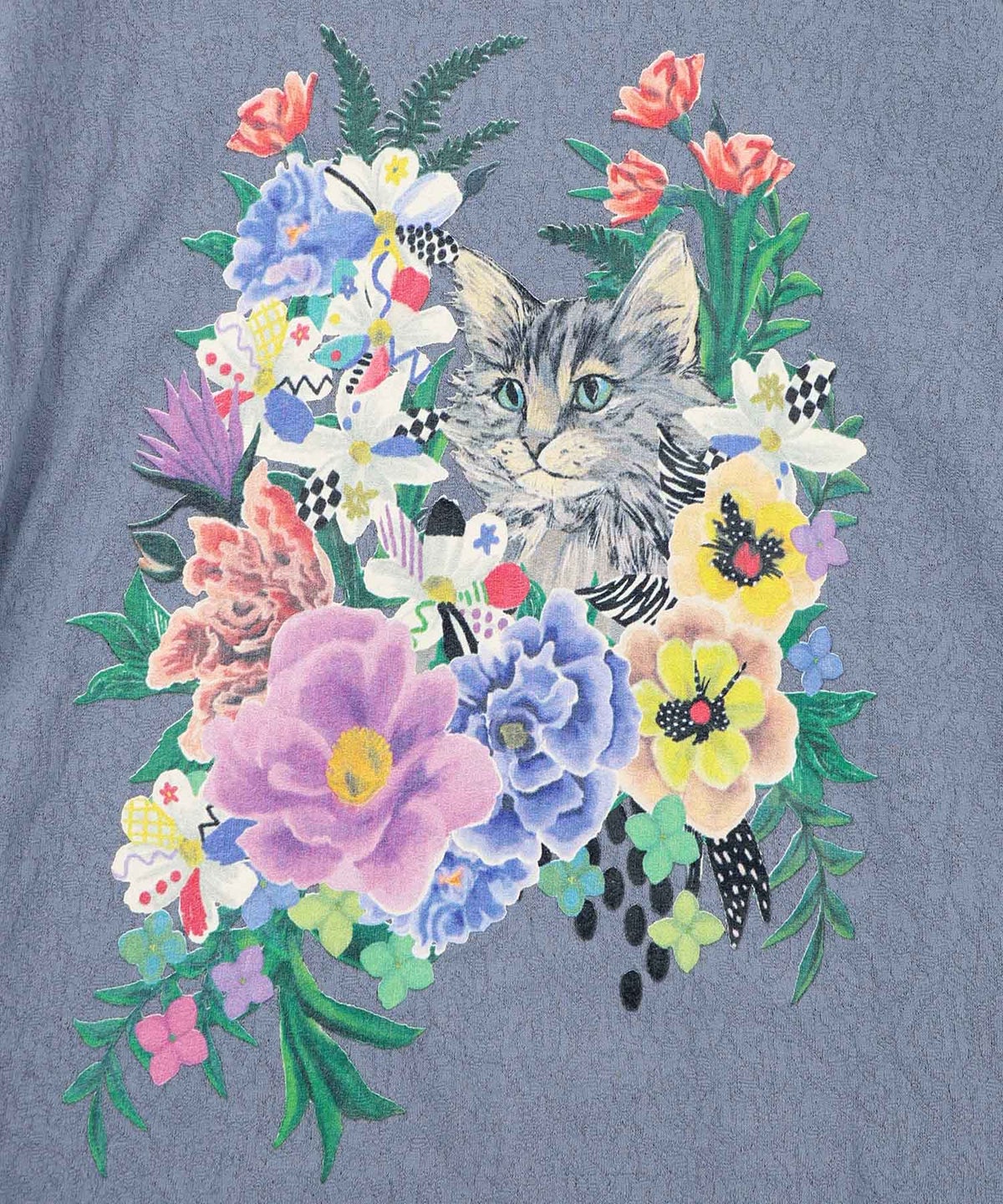 ソフトチュール×花ネコ柄 レイヤード風プルオーバー-8