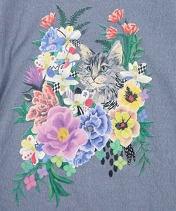 ソフトチュール×花ネコ柄 レイヤード風プルオーバー-8