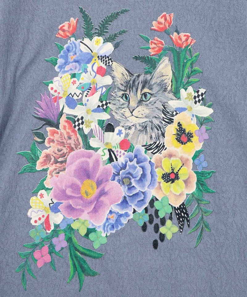 ソフトチュール×花ネコ柄 レイヤード風プルオーバー-8