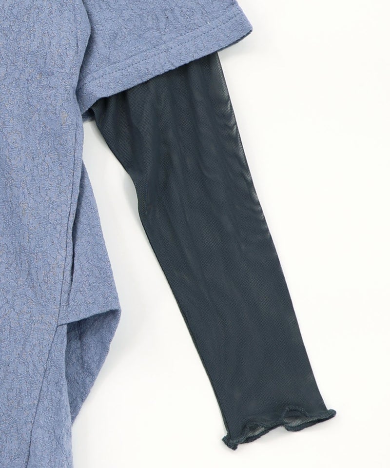 ソフトチュール×花ネコ柄 レイヤード風プルオーバー-11