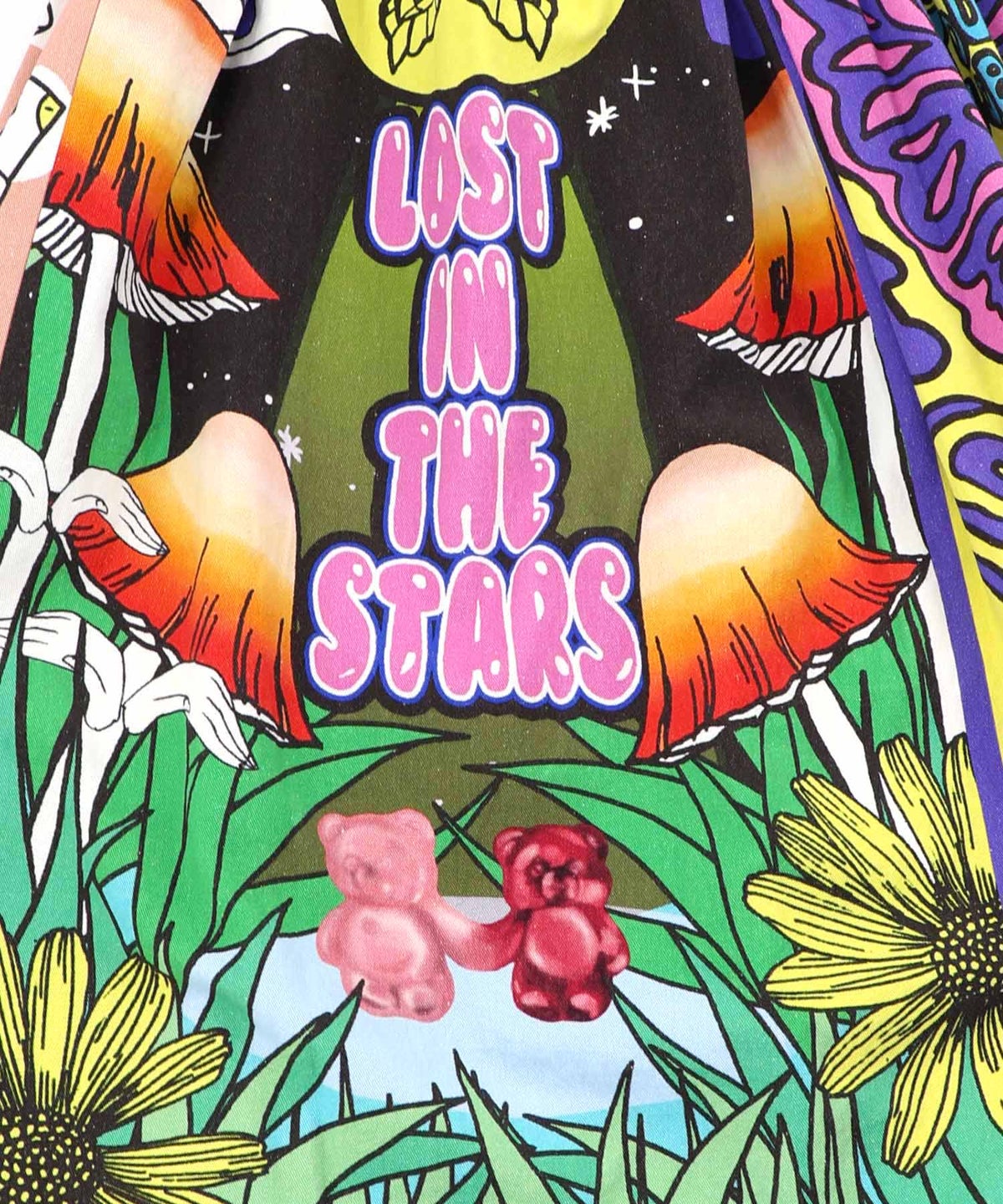 蝶々とキノコのコラージュ柄スカート-20