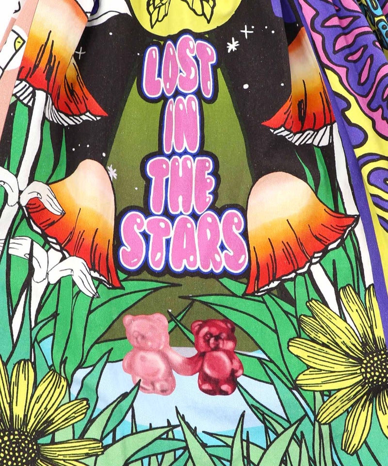 蝶々とキノコのコラージュ柄スカート-20