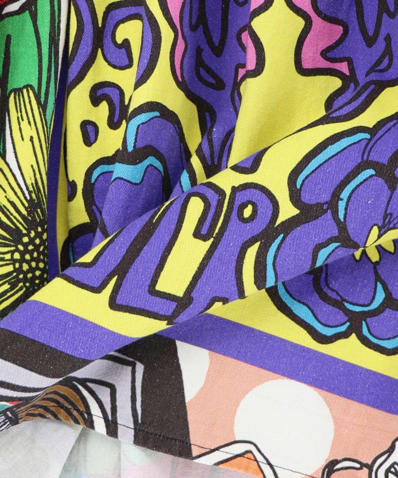 蝶々とキノコのコラージュ柄スカート-21