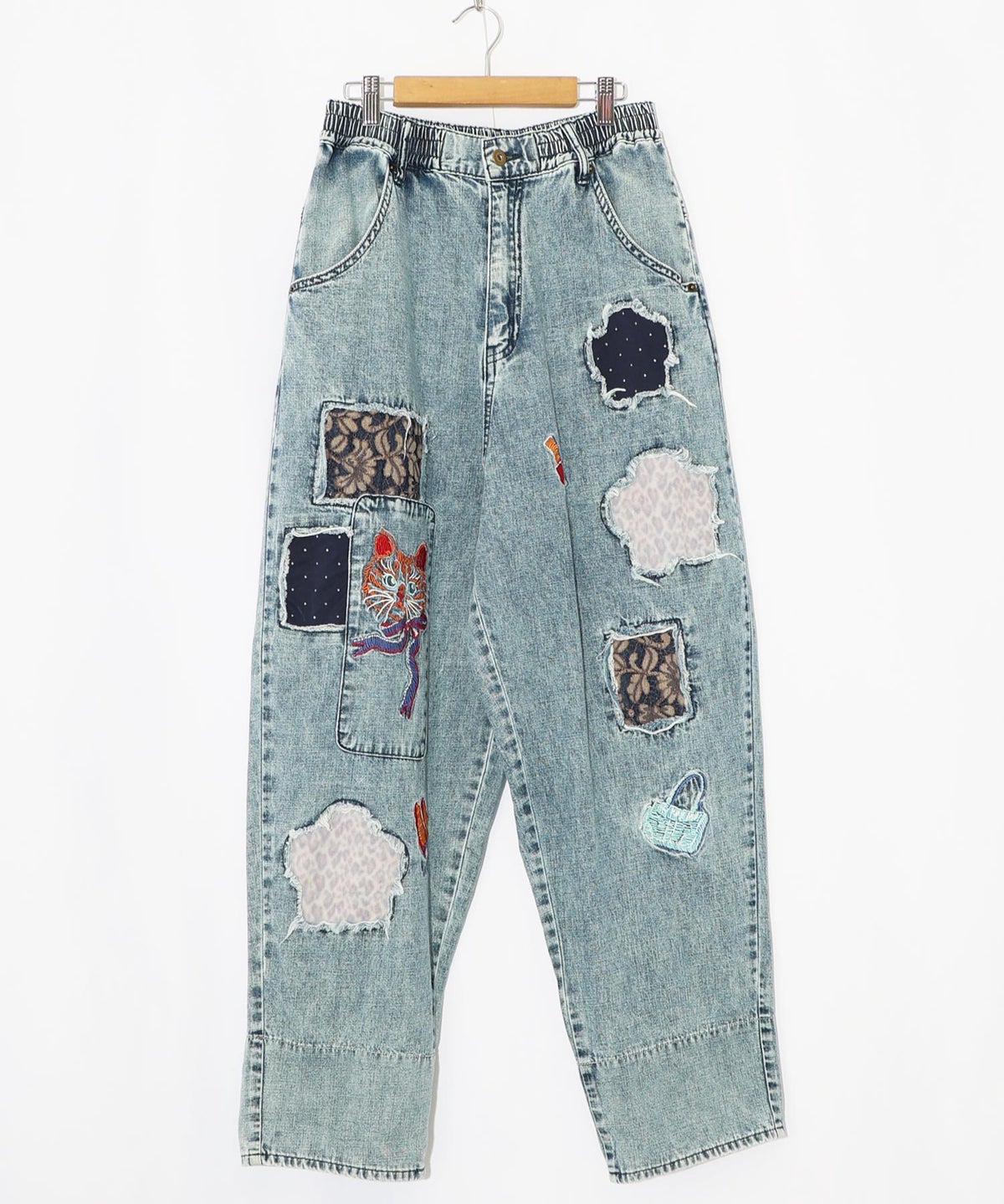 ケミカル加工刺繍アップリケデニム-8