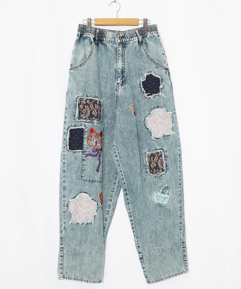 ケミカル加工刺繍アップリケデニム-8