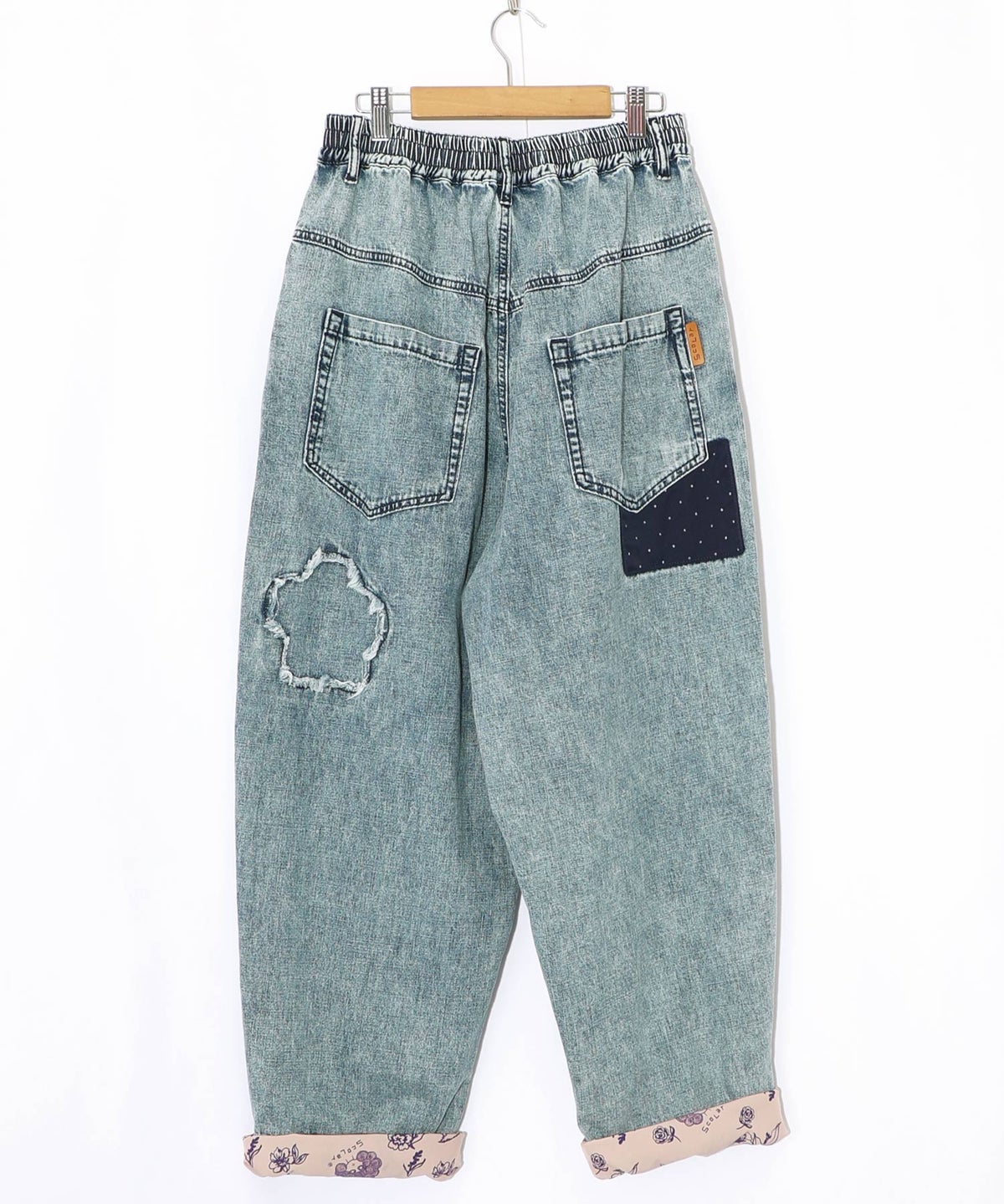 ケミカル加工刺繍アップリケデニム-9