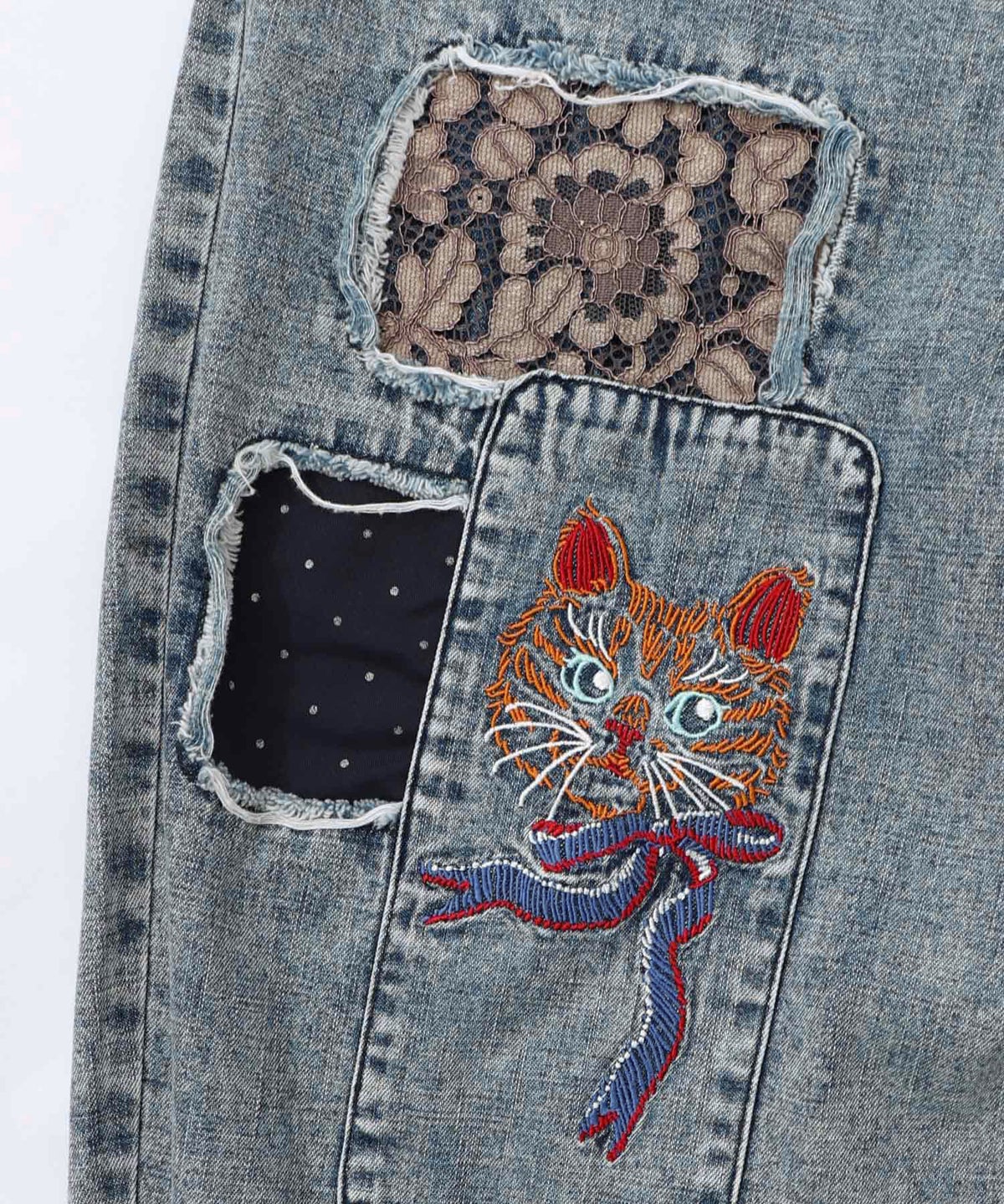 ケミカル加工刺繍アップリケデニム-10