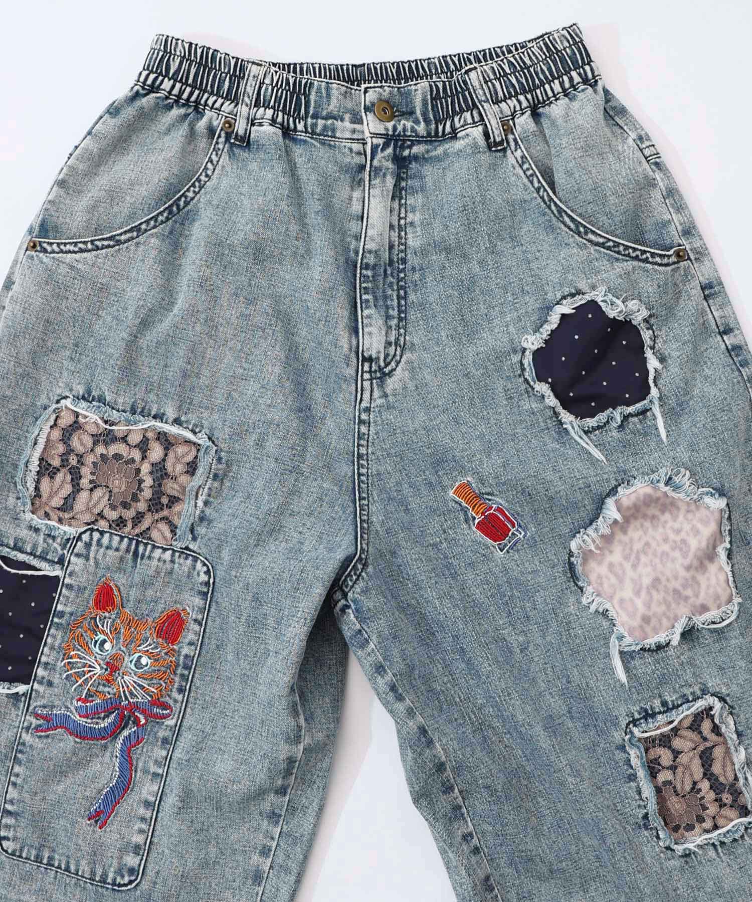 公式店限定】161640：ケミカル加工刺繍アップリケデニムの通販-ScoLar