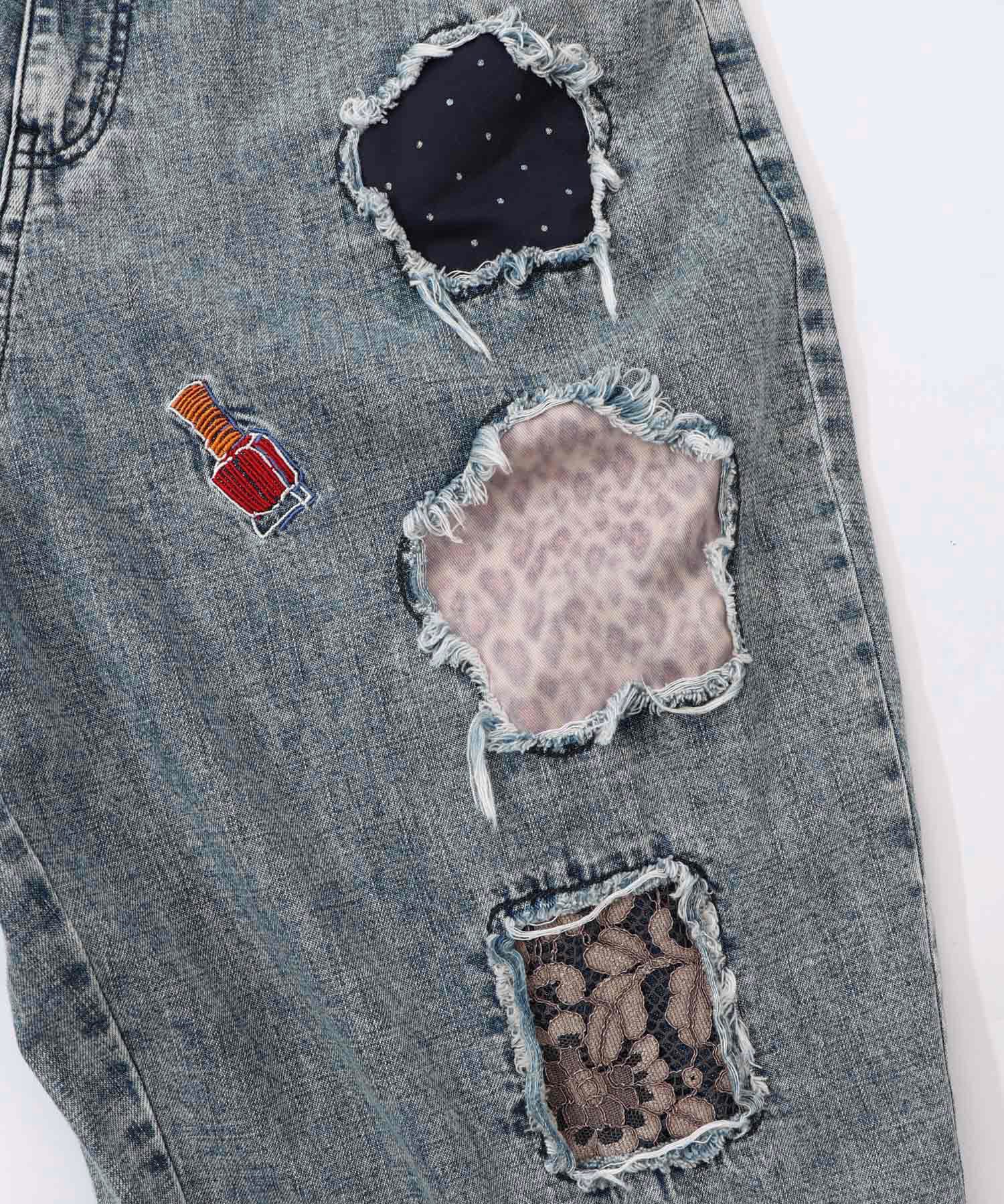 公式店限定】161640：ケミカル加工刺繍アップリケデニムの通販-ScoLar