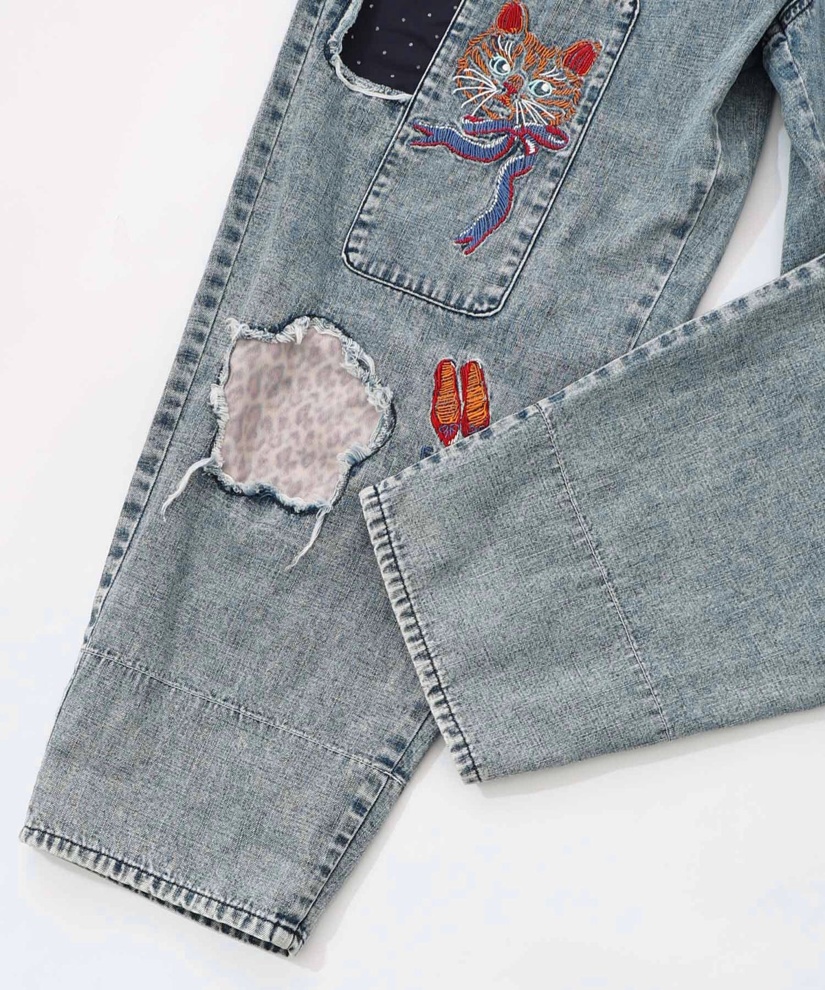 ケミカル加工刺繍アップリケデニム-14
