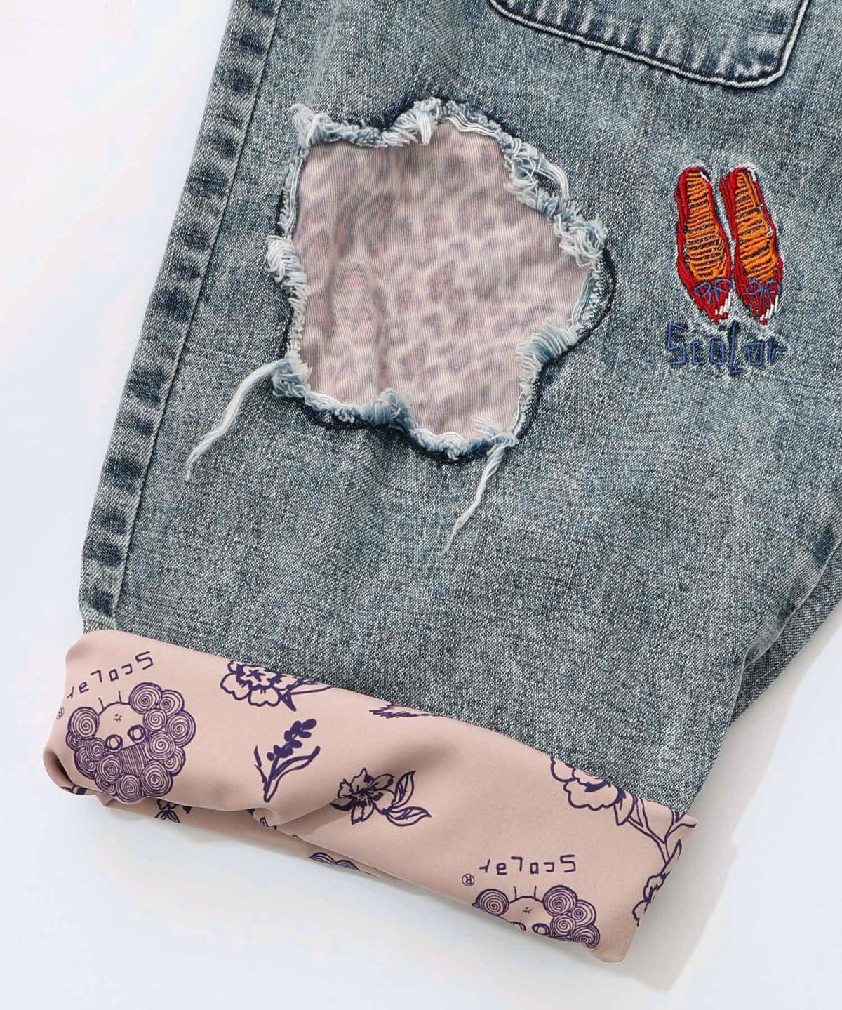 ケミカル加工刺繍アップリケデニム-16