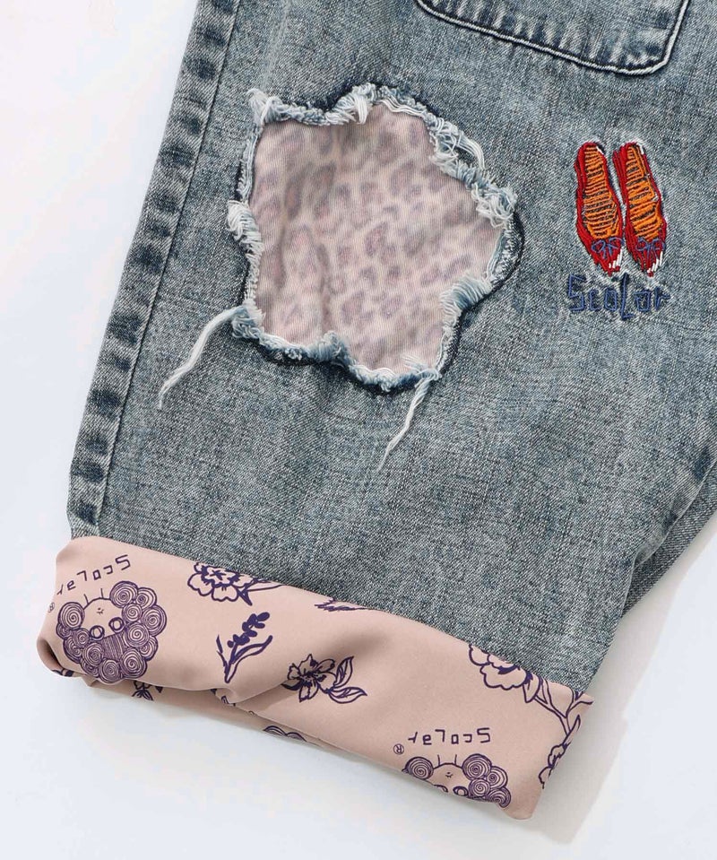 ケミカル加工刺繍アップリケデニム-16
