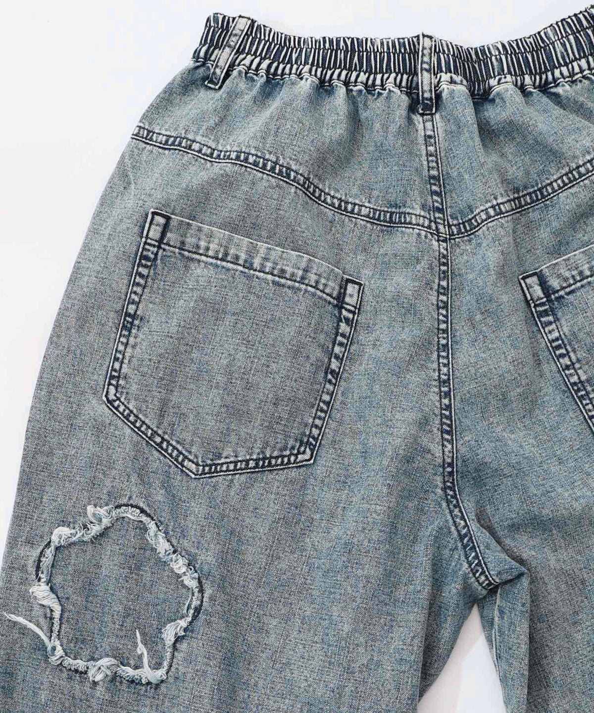 ケミカル加工刺繍アップリケデニム-18