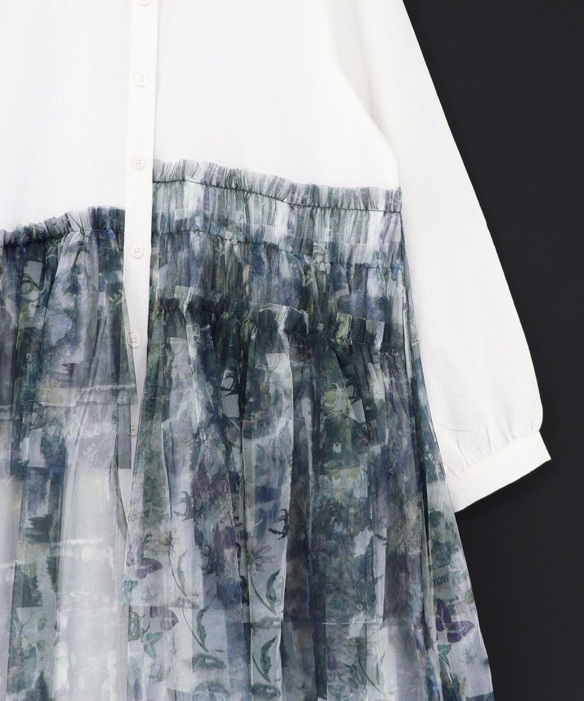 魔女の秘密柄チュール重ね異素材切替シャツワンピース-20